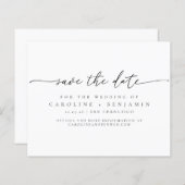 Papier Date de sauvegarde du Mariage de script noir minim (Devant / Derrière)