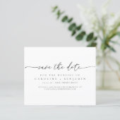Papier Date de sauvegarde du Mariage de script noir minim (Debout devant)