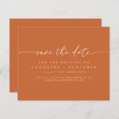 Papier Date de sauvegarde du Mariage de script orange min (Devant / Derrière)