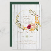 Papier Dates Florales de Mariage à moindre coût Couronne (Devant / Derrière)