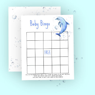 Papier Dauphin aquarelle - jeu de bingo Baby shower