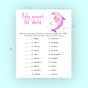 Papier Dauphin rose océan - jeu de bébé autour du monde