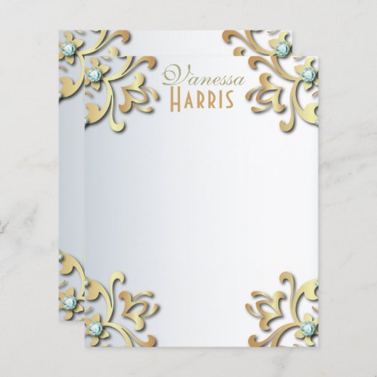 Papier de bordure en filigrane baroque en or éléga (Devant / Derrière)