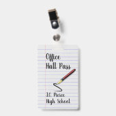 Papier de cahier de professeur Badge de passage de (Avant avec clip)
