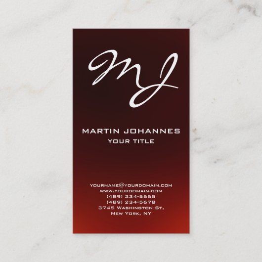 Papier de carte de visite monogramme calligraphiqu (Devant)