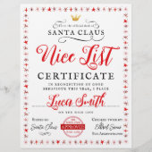 Papier de certificat de Noël Nice Liste (Devant)