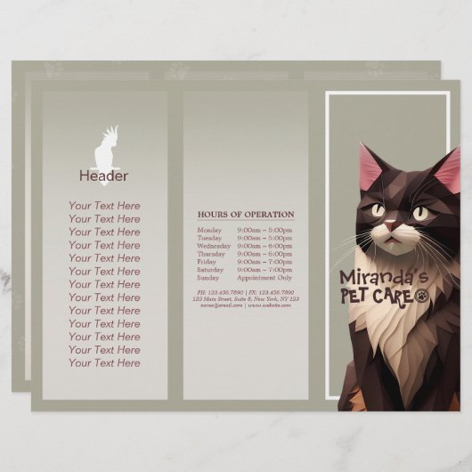 Papier de chat Découpe Art Animaux Soins Animaux C (Devant / Derrière)