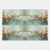 Papier de découpage d'oiseaux et de fleurs d'indig (Devant 3)