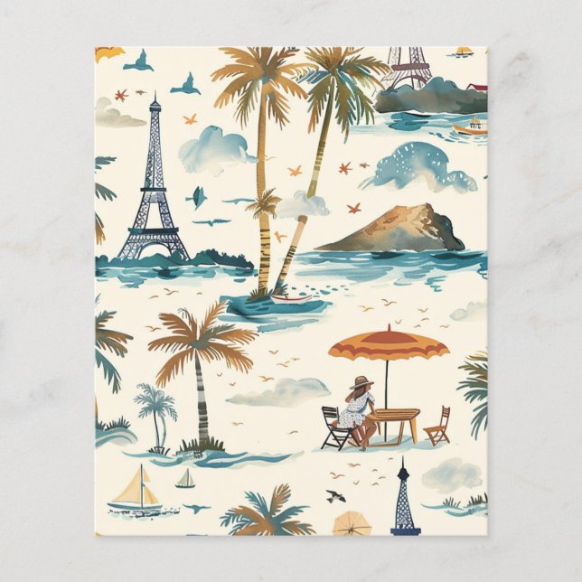Papier de destination de l'aquarelle Paris Beach (Devant)