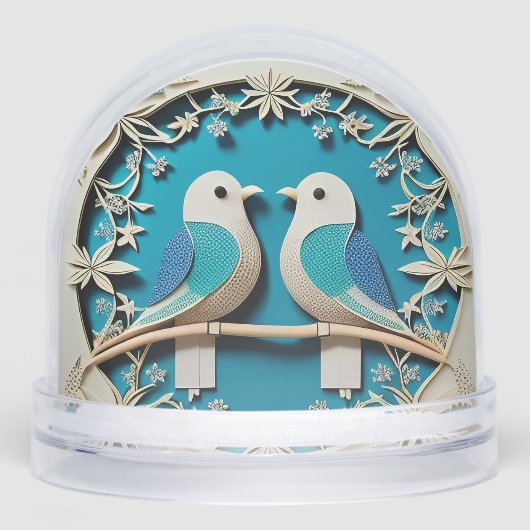 Papier de deux oiseaux aux motifs floraux (Avant)