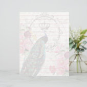 papier de fond paon et fleurs de printemps (Debout devant)
