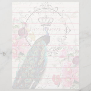 papier de fond paon et fleurs de printemps