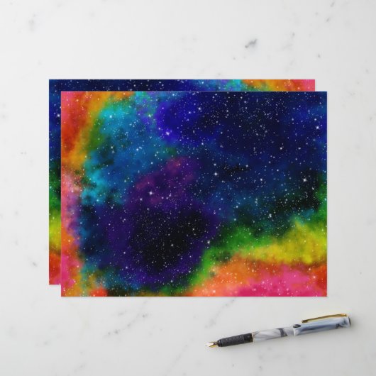 Papier de galaxie coloré (Devant/Arrière en situation)