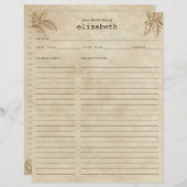 Papier De la cuisine de la recette de haricots d'arbre de (Devant / Derrière)