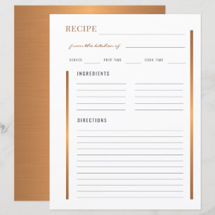 Papier De la cuisine de l'élégante recette blanche or