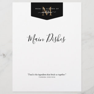 Papier De la cuisine de l'or Monogram Recette Divider