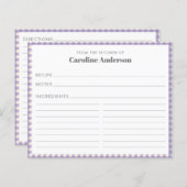 Papier De la cuisine du nom Lilac Plaid Recette Card (Devant / Derrière)