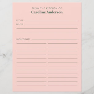 Papier De La Cuisine Moderne Rose Vert Recette Insérer