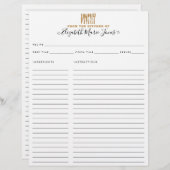 Papier De la recette d'ustensiles de Parties scintillant (Devant / Derrière)