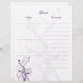 Papier de livre d'or floral violet et blanc (Devant / Derrière)