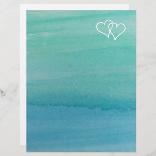 Papier de mariage couleur eau turquoise (Devant / Derrière)