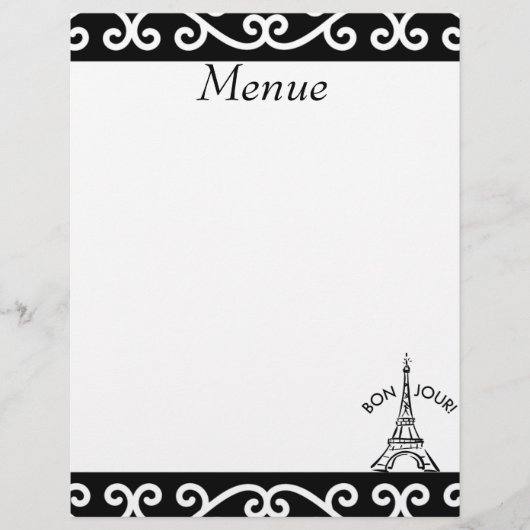 Papier de menu Pairs en-tête Customisé (Devant)