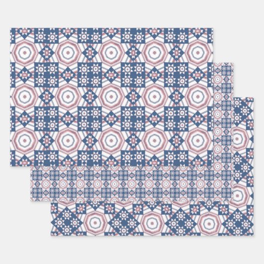 Papier de Motif d'enveloppement Blue Star Quilt (Lot)