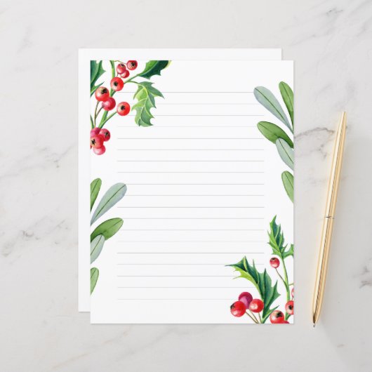 Papier de Noël, papier à écrire (Devant/Arrière en situation)