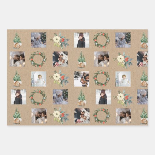 Papier de Noël rustique enveloppant kraft (Devant)