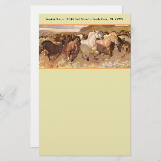 Papier de note de papeterie de mustang de cheval (Devant / Derrière)