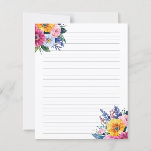 Papier de papeterie à fleurs mélangées (Dos)