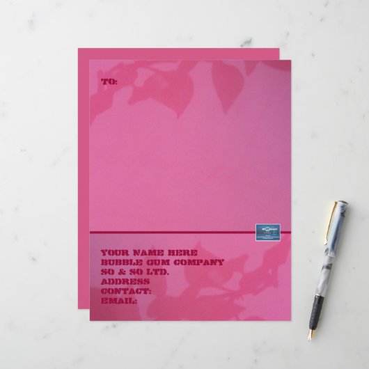 Papier de papeterie (Bubble Gum) RFPMDesigns ©️202 (Devant/Arrière en situation)