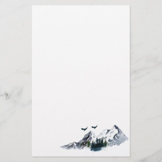 Papier de papeterie de montagne aquarelle (Devant)