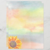 Papier de papeterie de tournesol aquarelle (Devant / Derrière)