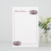 Papier de papeterie rose Lilac personnalisé (Debout devant)