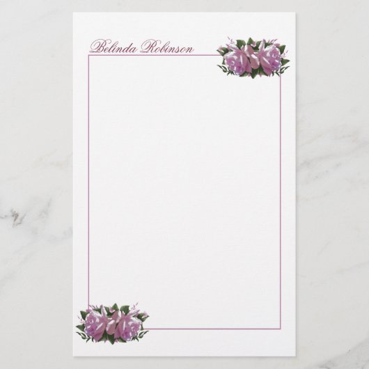 Papier de papeterie rose Lilac personnalisé (Devant)