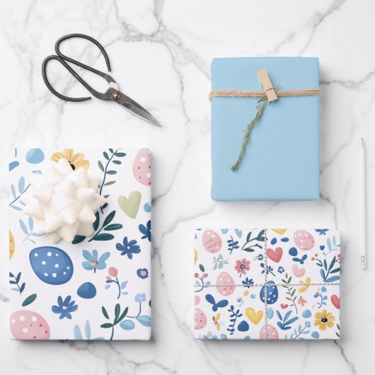 Papier de papier à enveloppement bleu pâques Lt - (Recto)