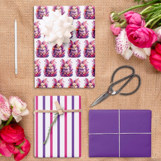 Papier de papier à envelopper de lapin de Pâques -