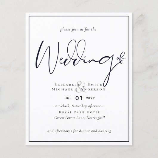 Papier de prospectus du budget Midnight Blue Weddi (Devant)