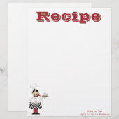 Papier de recette - Chef de cuisine - Recettes (Devant / Derrière)