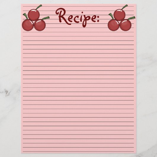 Papier de recette de cerise (Devant)