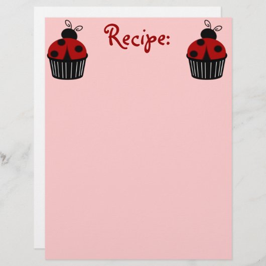 Papier de recette de coccinelle Ladybug (Devant / Derrière)