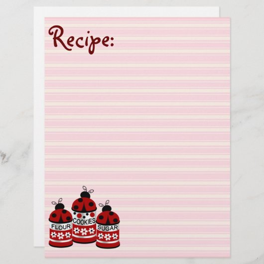Papier de recette de sucres de sucre Ladybug (Devant / Derrière)