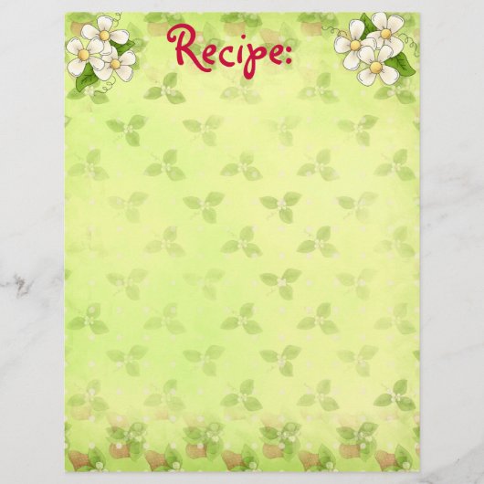 Papier de recette en fleurs blanches (Devant)