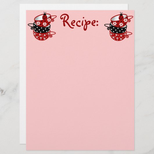 Papier de recette pour les plats de Ladybug (Devant / Derrière)