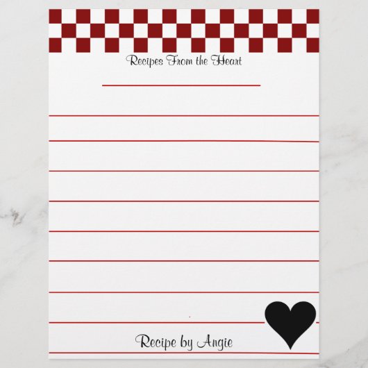 Papier de recette Recettes du cœur (Devant)