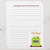 Papier de recette Retro Green Stove Modern Cuisine (Devant / Derrière)