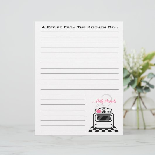 Papier de recette Retro Stove Pink Kitchen (Debout devant)