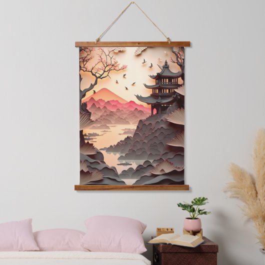 Papier de scène chinois ancien coupé Tapisserie mu (Chambre à coucher)