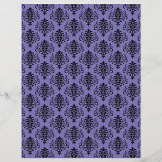 Papier de scrapbook damassé noir et violet gothiqu